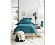 De Witte Lietaer Olivia Parure de lit qualitÃ© Satin Coton peignÃ©, Vert Canard/Lake Green, 140x200 cm + 1 taie