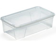 Mondex PLS613-00 Boîte de Rangement avec Couvercle pour vêtements et Chaussures 8,7 litres, Plastique, Transparent, 8,7L || 1,5 x 24 x 14 cm