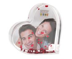 Deknudt Frames S66FE1 Cadre Photo Coeur en Plexi avec des Paillettes Rouge 9,8 x 6 x 2,3 cm