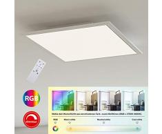 Briloner Leuchten Plafonnier carrÃ© Ã LED en plastique avec variateur dintensitÃ© Blanc 45 x 45 cm