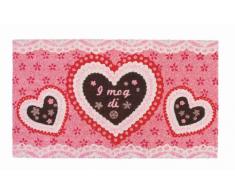 Young Generation YH 101452 Shoe Max Paillasson en Fibre de Coco avec Dos en PVC antidérapant Texte I Mog Di/Je taime Brun/Dentelle/Rose 74 x 44 cm