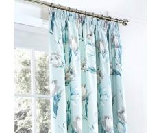 DND Tulipe Grande Floral Face à revêtement Thermique Rideaux plissés doublés, 167,6 x 182,9 cm (168 x 183 cm), Bleu Canard