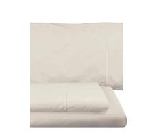 Home Royal - Parure de lit composÃ©e par 1 drap plat, 180 x 285 cm, 1 drap housse, 108 x 200 cm, 1 traversin, 45 x 130 cm, couleur Ã©cru