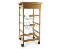 Galileo CASA 2165071 Chariot pour Rangement Cuisine avec Plateau en céramique, 37 x 37 x 76 cm, Cerisier
