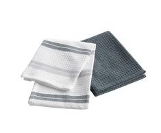 douceur dintérieur 2 torchons 50x70cm coton nid dabeille top cuisine gris