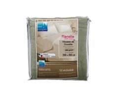 Nuit des Vosges 2225020 Caen Housse de Couette Flanelle Unie/Coton Gris 200 x 200 cm