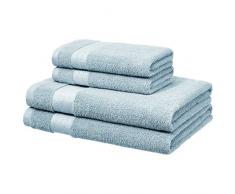 AmazonBasics Performance Serviettes de toilette - 2 serviettes de bain et 2 essuie-mains, Bleu aigue-marine