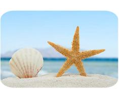 Papillon Tapis de Salle de Bain en Polyester Ultra Absorbant Motif Coquillage et Ã©toile de mer Multicolore 60Â x 40Â cm