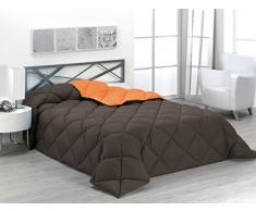 SABANALIA enbi 400-180R/N - Couette Bicolore 400 g Cama 105-180 x 270 Naranja y Chocolate