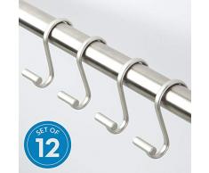 iDesign 76752EU T-Bar, Crochets de Rideau de Douche (Jeu de 12) -Satin