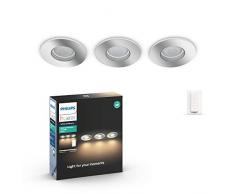Philips Hue White Ambiance Kit de 3 spots encastrÃ©s Chrome Adore Compatible Bluetooth, Fonctionne avec Alexa - TÃ©lÃ©commande incluse