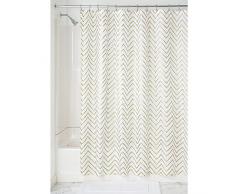 InterDesign Sketched Chevron rideau douche, rideau baignoire design 183,0 cm x 183,0 cm en polyester, rideau de bain avec motif en zig-zig, doré