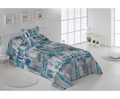 Secaneta Stilia Couvre-lit boutis imprimÃ© Printemps et Ã©tÃ© + Coussins de Jeu, broocklyn (250 x 270 cm/lit 150), Multicolore, 250 x 270 cm