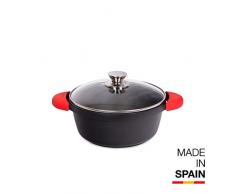 Valira 4141/25 Cocotte Haute Premium de 24 cm fabriqué en Espagne, en Fonte daluminium avec Anti-adhérent écologique renforcé, apte pour linduction, coulé, Noir, Ã24 cm