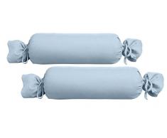 biberna 0077144Â Housse de Coussin de traversin en Jersey 100% Coton, Lot de 2, 15Â x 40Â cm Bleu, 27Â x 18Â x 2Â cm