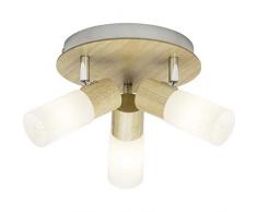 Brilliant 51434/50 Babsan Plafonnier avec 3 Lumières, Métal Plastique, E14, 3.5 W, Bois Clair/Blanc