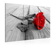 Tableau decoration murale Fleurs Roses 120 x 80 cm - XXL Impression sur Toile Salon Appartment 3 Parties - prÃªt Ã accrocher - 204431a