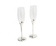 Zilverstad 7927261 Ensemble de 2 Verres de Champagne Coeur Crystal Argenté Laqué