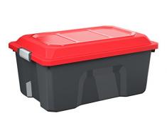 SUNDIS 4546001 Malle de Rangement Locker, Plastique, Noir/Rouge, 40L