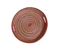 EA DÃ©co Naturel & Design ABFTFUS Plateau TchÃ¨kÃ¨, Plastique, Tricolore Fushia, 40 x 40 x 7 cm