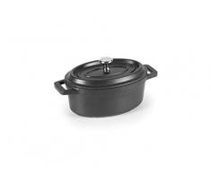 LACOR 25912 Faitout avec Couvercle Ovale Aluminium Fondu Noir 12 x 8,5 cm