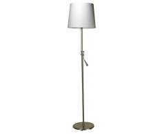 Unilux Inclinea Lampadaire LED 810 Lumens Inclinable muni de son Abat-jour en tissu blanc - Ampoule LED inclue 12W E27 158 x 28 cm Métal brossé