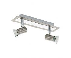 Eglo 90915 Applique/plafonnier en acier inoxydable Rottelo avec 2 ampoules LED type GU10 3 W 360 lm (incluses), Chrome mat 28 x 7 cm
