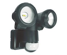 ELRO LT3505P Lampe dextÃ©rieur Ã 2 tÃªtes orientable LED - avec dÃ©tecteur de mouvement - PortÃ©e de dÃ©tection jusquÃ 12 m et angle de dÃ©tection de 180Â° - 2 x 5W - 800LM - Noir - 15 x 17 x 17 cm