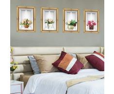 Walplus en or Cadre 3D Exposé Fleurs Autocollant Mural, Vinyle Multicolore, 60 X 10 X 10 CM