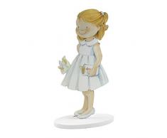 Mopec Lot de 2 Figurines pour gÃ¢teau de Communion pour Fille avec Arc-en-Ciel en mÃ©tal anodisÃ©, Blanc, 4,2Â x 8,5Â x 16Â cm