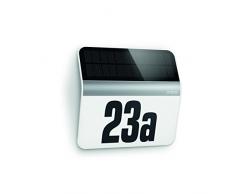 Steinel Lampe solaire LED XSolar LH-N avec numéro de maison - Luminaire extérieur solaire en acier inoxydable - Lumière extérieure avec éclairage automatique
