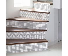 Stickers adhÃ©sifs escalier carrelages | Sticker Autocollant contremarche Carreaux de ciment â Stickers contremarche carrelages | Escalier carreaux de ciment adhÃ©sif - azulejos â 15 x 105 cm - 6 bandes
