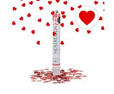 Relaxdays Lanceur de confettis canon cotillons coeurs rouges 40 cm dÃ©coration de mariage fÃªte portÃ©e 6-8 m, rouge