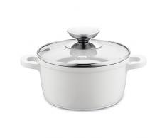 Berndes 032141 Vario Click Induction White Marmite en fonte daluminium revêtement céramique Couvercle en verre 16 cm, 1,25 L