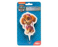 Pat Patrouille 346171 Bougie Figurine Skye 2D 7.5CM, Cire, Rose, 8 x 8 x 12 cm