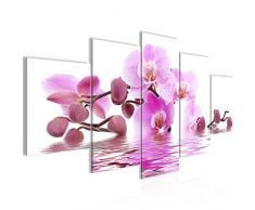 Tableau decoration murale Fleurs dorchidÃ©e 200 x 100 cm - XXL Impression sur Toile Salon Appartment 5 Parties - prÃªt Ã accrocher - 200651a
