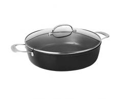 IBILI 465424 Plat Rond avec Couvercle Titan, Acier, Noir, 24 cm