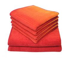 Dyckhoff 0768596500 6 pièces handtuchset Colori-Produit de qualité 480 g/m² avec 2 draps de Bain 70 x 140 cm et 4 Serviettes 50 x 100 cm, 100% Coton Bio-Rouge