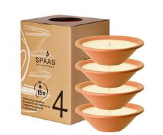 Spaas 4 Bougies de Jardin en Terre Cuite, Cire de Paraffine Ivoire D 230 mm x H 65 mm