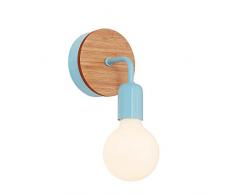 Homemania Lampe murale Valetta couleur bleu, noyer en bois, métal pour salon, cuisine, chambre, bureau, taille unique