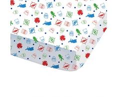 CTI Drap Housse imprimée Enfant, Coton, Blanc, 190x90 cm