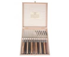 COM amsterdam 7071 6 couteaux Ã steak et 6 fourchettes laguiole de diffÃ©rents types de bois en boÃ®te