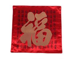 lachineuse Lot de 2 Housses DE Coussin Asiatique - Symbole Bonheur - 40 x 40 cm