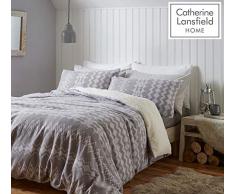 Catherine Lansfield Alpine Fleece Couette, Polyester, Gris, Parure de lit King Size