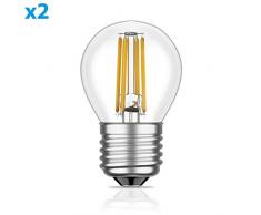 ledscom.de E27 LED Ampoule Filament G45 4W =35W Blanche-Chaude 380lm A++ pour lintÃ©rieur et lextÃ©rieur, 2 pcs