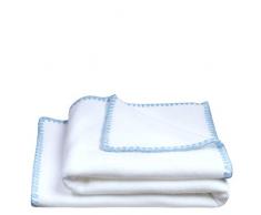 Couverture Douillette bÃ©bÃ© en Polaire - Couverture Polaire Douillette avec Manche en Crochet - Couverture Douillette bÃ©bÃ© - 80 x 100 cm - par Zoeppritz since 1828, 520 Azur, 80 x 100 cm