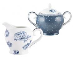 Katie Alice Sucrier et Pot Ã crÃ¨me en Porcelaine Creative Tops, Porcelaine, Bleu, 8.000x12.500x25.000 cm