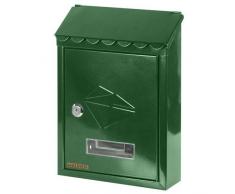 Maurer Boîte aux lettres en acier verni, vert avec toit