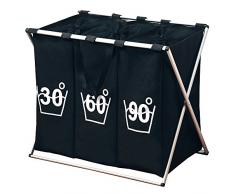 KESPER 19590 Panier Ã Linge Trio 63x57x38cm en Noir, Bois, Multicolore, 75x60x35 cm