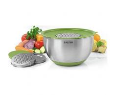 Salter Bol à mélanger avec 3 râpes interchangeables, Acier Inoxydable, Vert, 25.7 x 25.7 x 14.2 cm